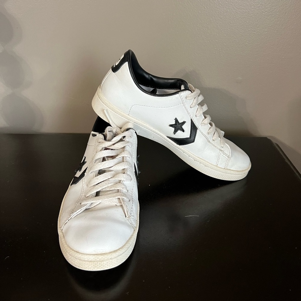 White and Dark Blue Converse